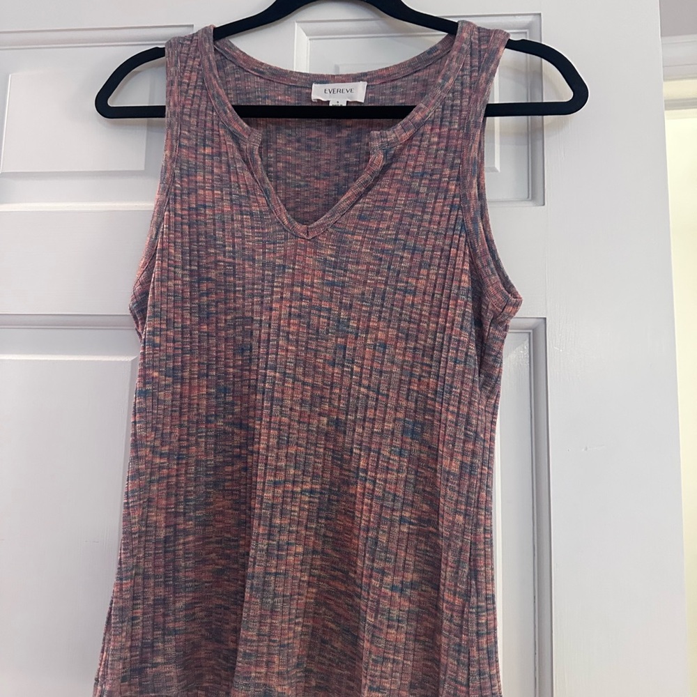 Evereve Pink Multi Ribbed V-Neck Tank